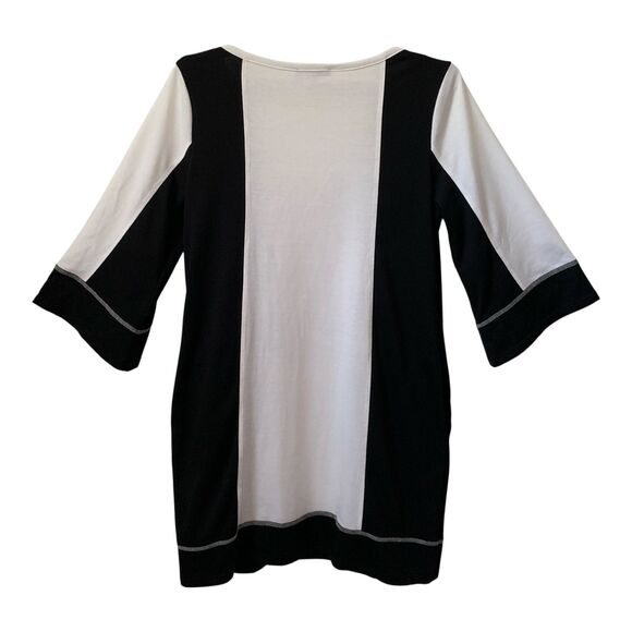 Suzanne Betro Dress Women's Plus Size XL Black White Long Sleeve Knit Pockets - Picture 5 of 11